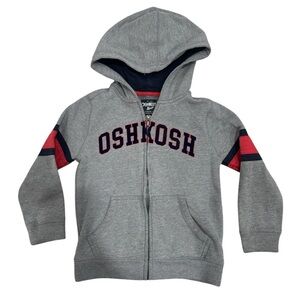 Osh Kosh B'gosh Full Zip Toddler Hoodie Jacket w/Pockets Size 7 - Gray/Red